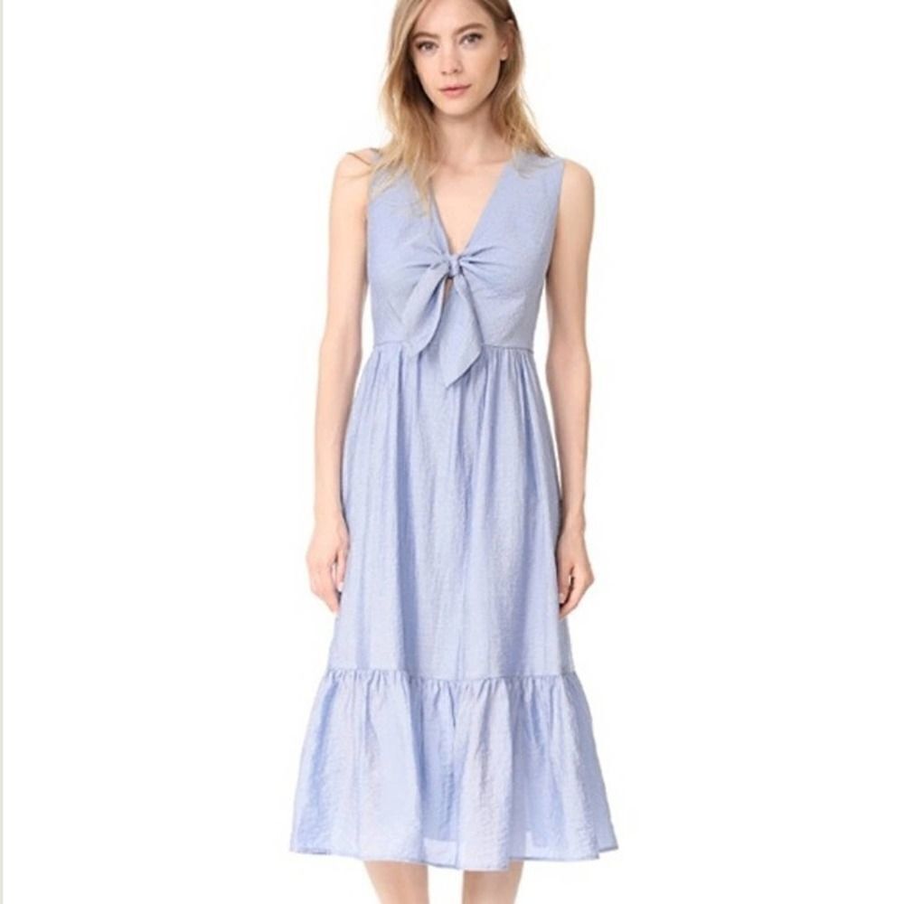 shoshanna kayla blue tie-front midi dress - Picture 4 of 4